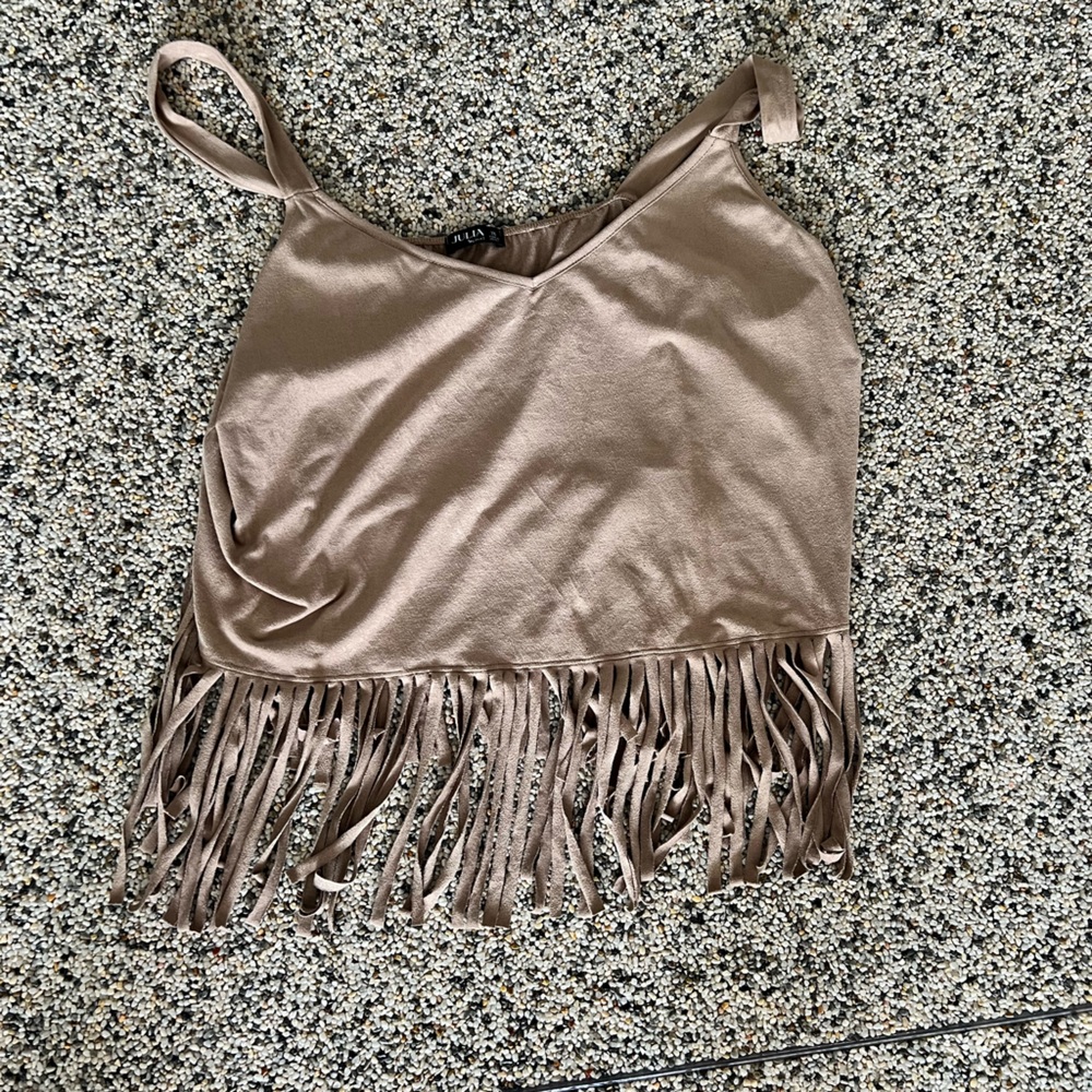 Julia by Love j cropped fringed tank top